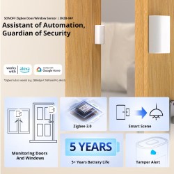 Zigbee 3.0 door/window sensor with instant status alerts, tamper detection and extended battery life.