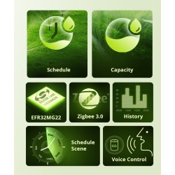 Zigbee 3.0 smart irrigation valve with schedule and capacity modes plus 180-day usage history.