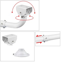 L-Shaped Security Camera Mounting Bracket with 60–120cm Adjustable Length and Internal Cable Management