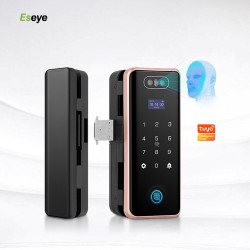 Face Recognition Smart Glass Door Lock with Fingerprint, Wi-Fi, Tuya & Smart Life