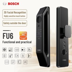 🔐 Bosch FU6 Plus Black – 3D Face Smart Lock, Fingerprint, Cat Eye Camera, Video Intercom & Tuya App