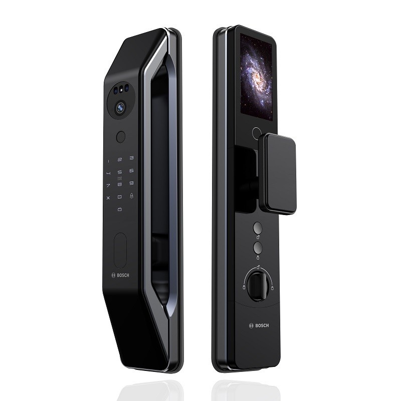 🔐 Bosch FU6 Plus Black – 3D Face Smart Lock, Fingerprint, Cat Eye Camera, Video Intercom & Tuya App